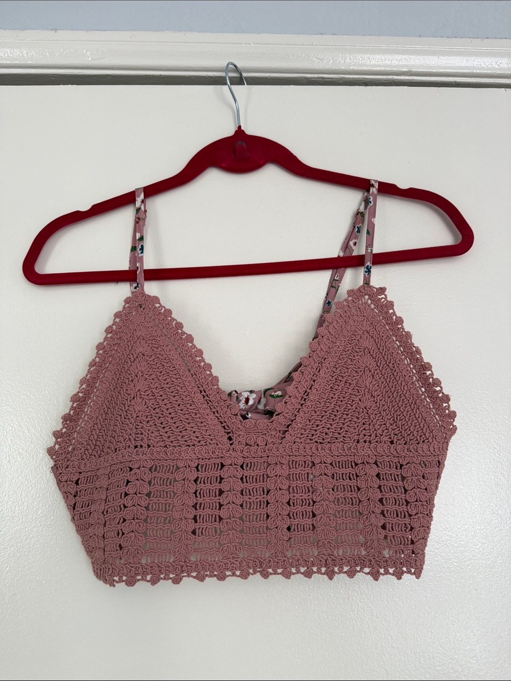 SHEIN Dusty Rose Crochet Bralette